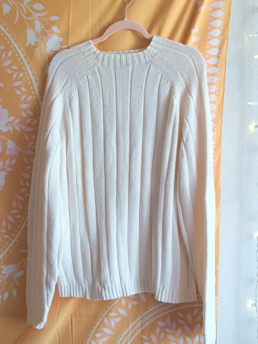 Vintage 80s Brandini White Heavyweight Knit Cotton Large Sweater Australian